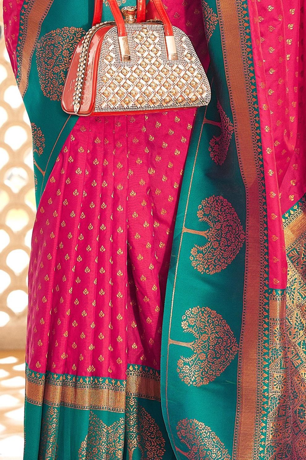 Soft Banarasi Paithani Saree with Copper Zari Weaving - LaVante Fashion