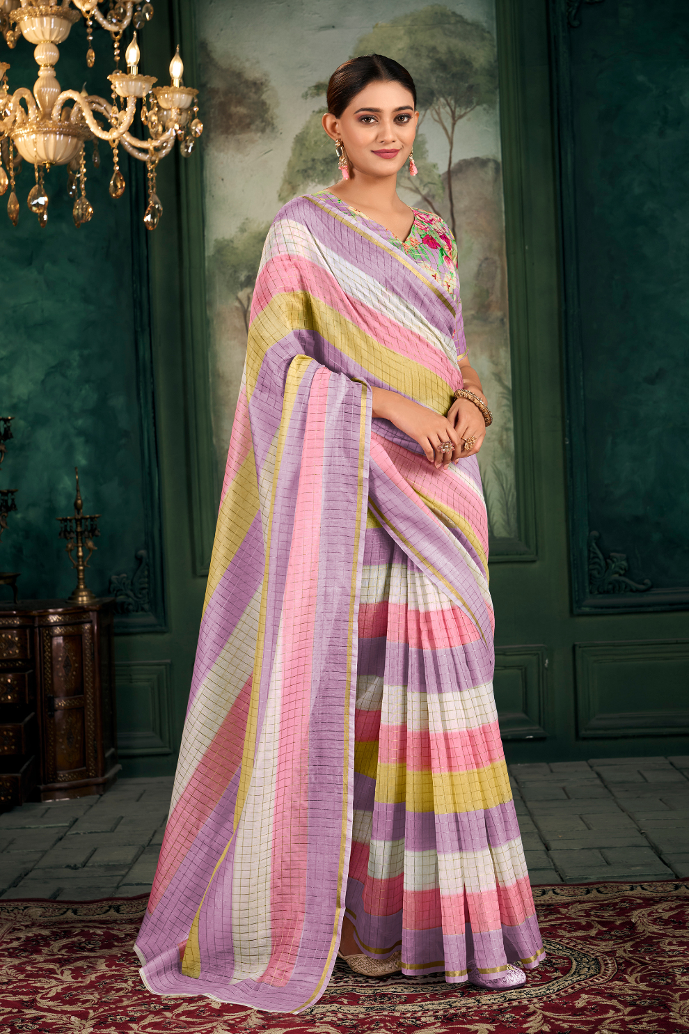 Soft Chanderi Linen Fabric with Artistic Digital Print - LaVante Fashion