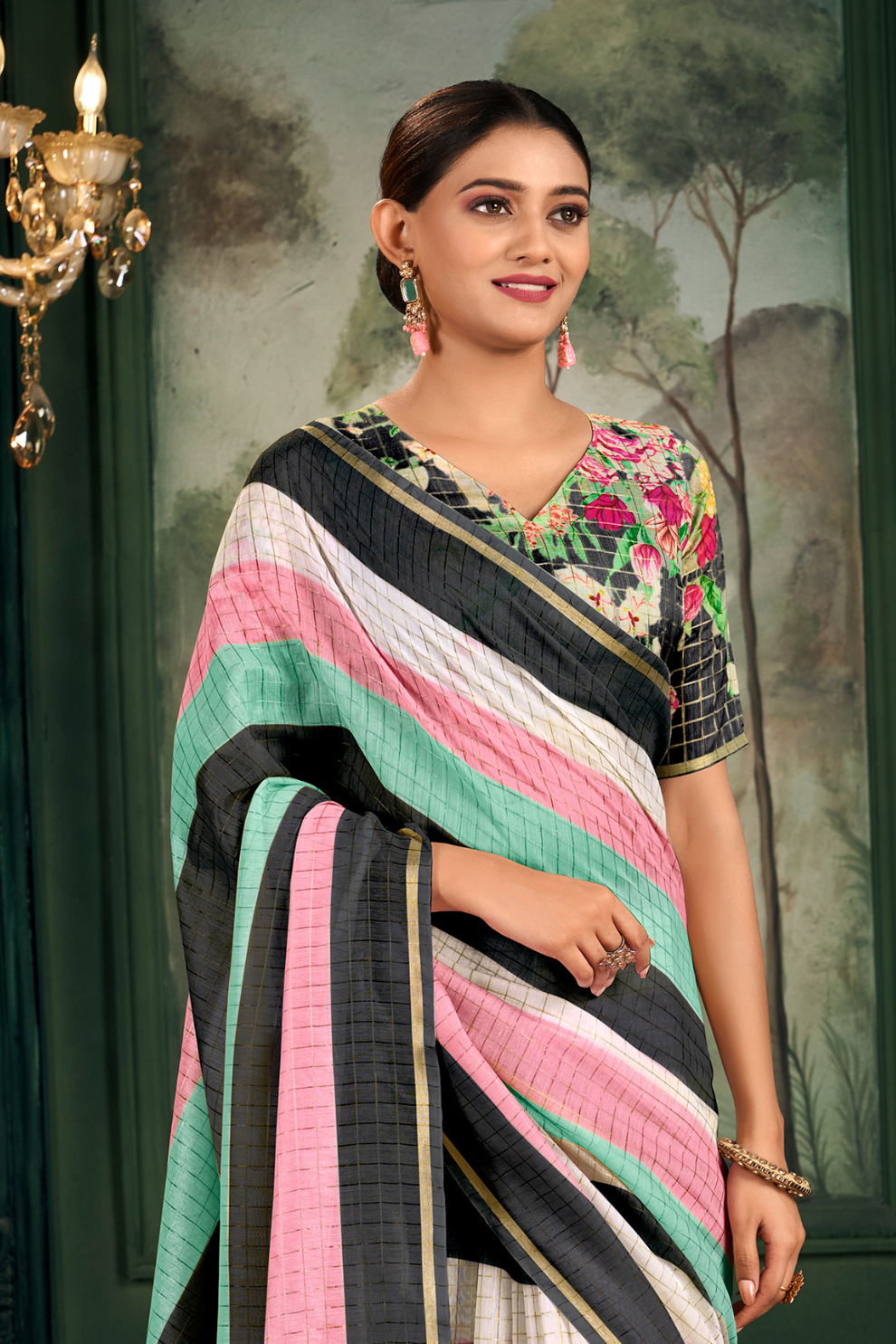 Soft Chanderi Linen Fabric with Artistic Digital Print - LaVante Fashion