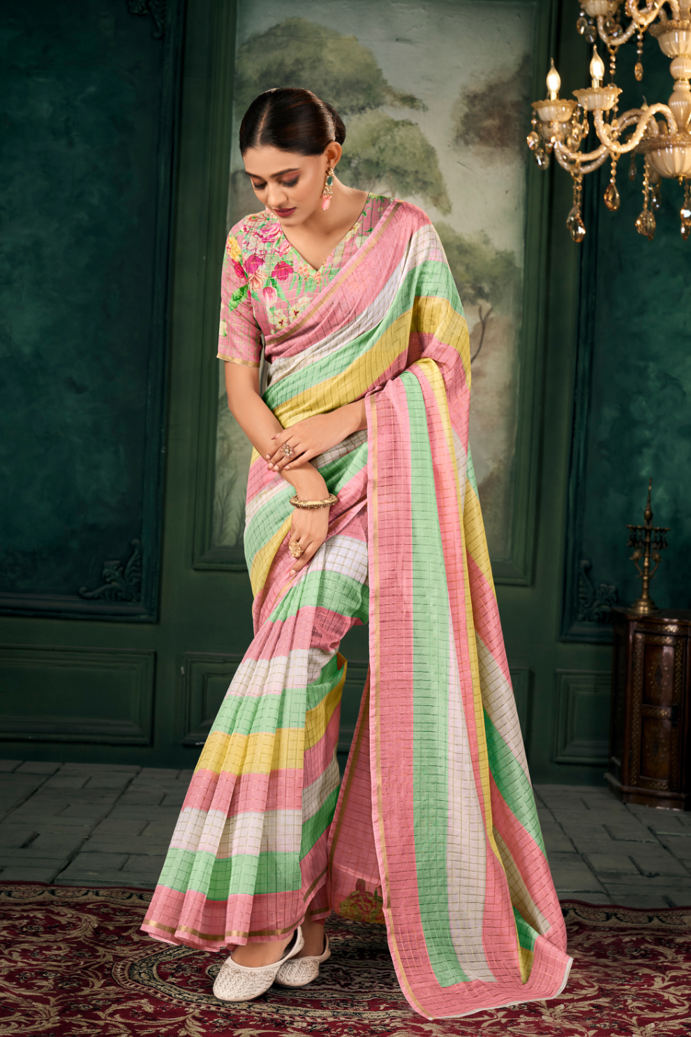 Soft Chanderi Linen Fabric with Artistic Digital Print - LaVante Fashion