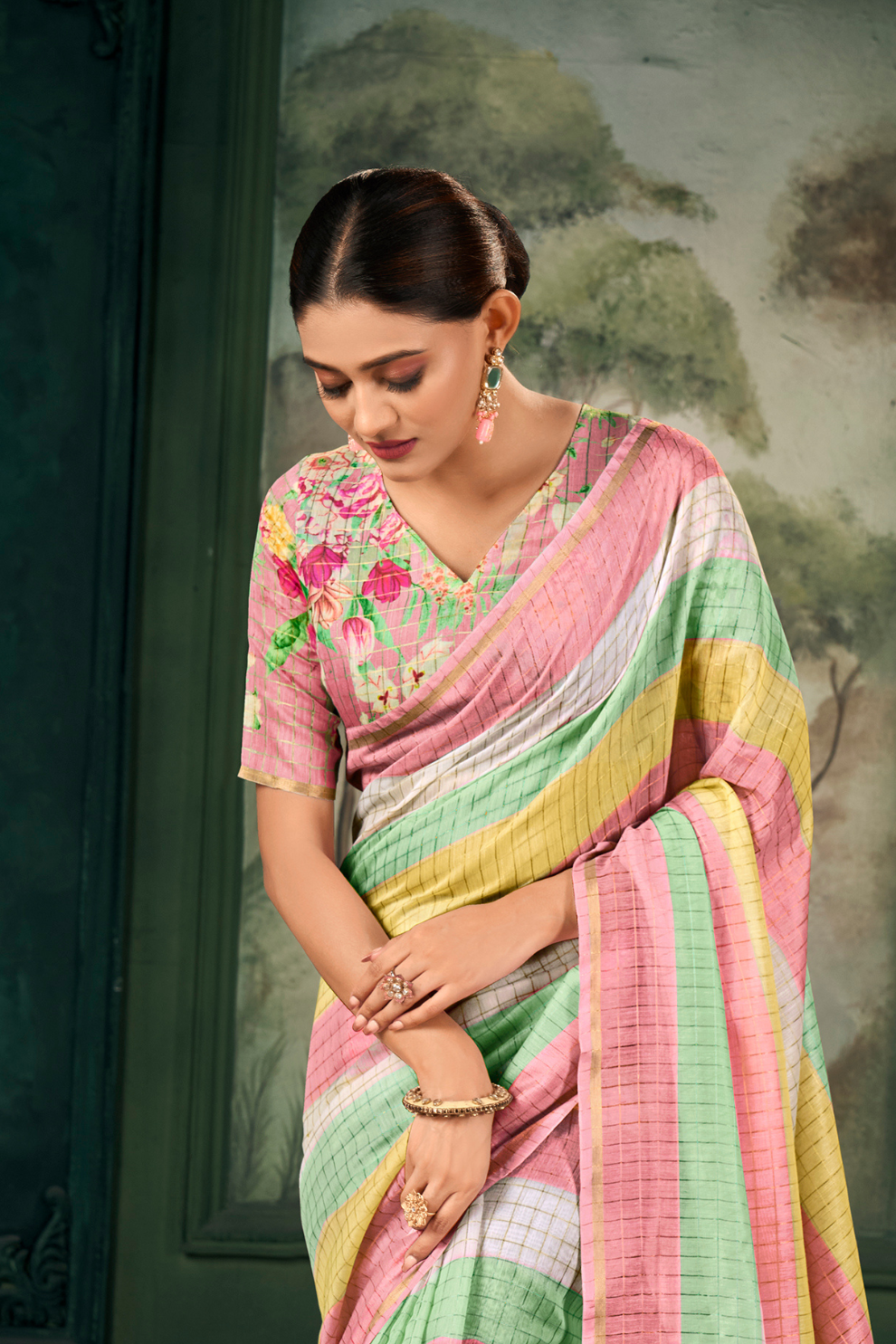 Soft Chanderi Linen Fabric with Artistic Digital Print - LaVante Fashion
