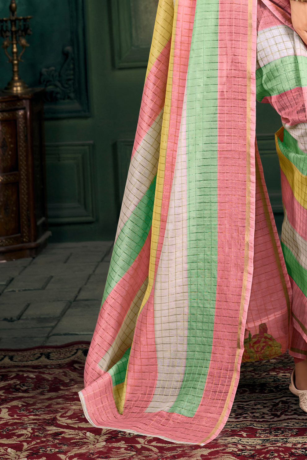 Soft Chanderi Linen Fabric with Artistic Digital Print - LaVante Fashion