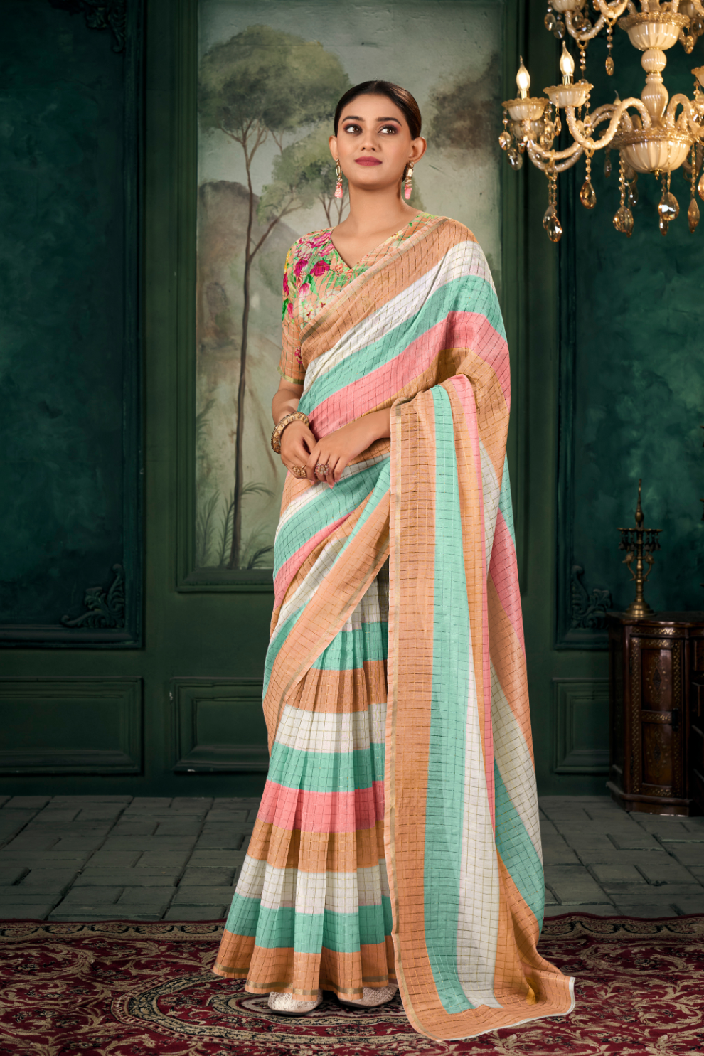 Soft Chanderi Linen Fabric with Artistic Digital Print - LaVante Fashion
