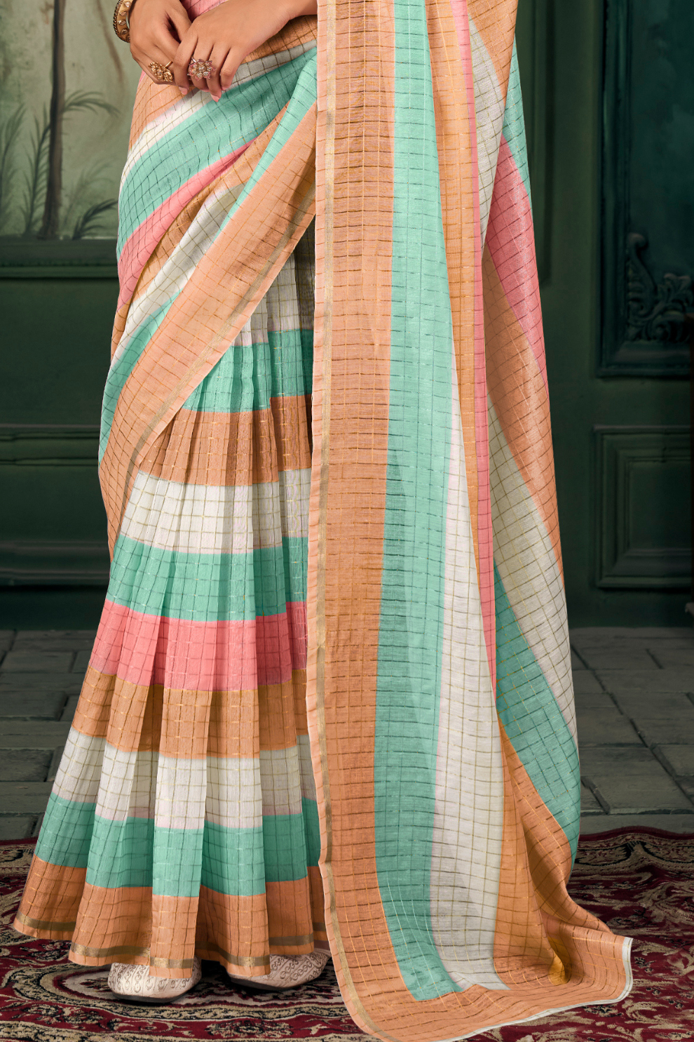 Soft Chanderi Linen Fabric with Artistic Digital Print - LaVante Fashion