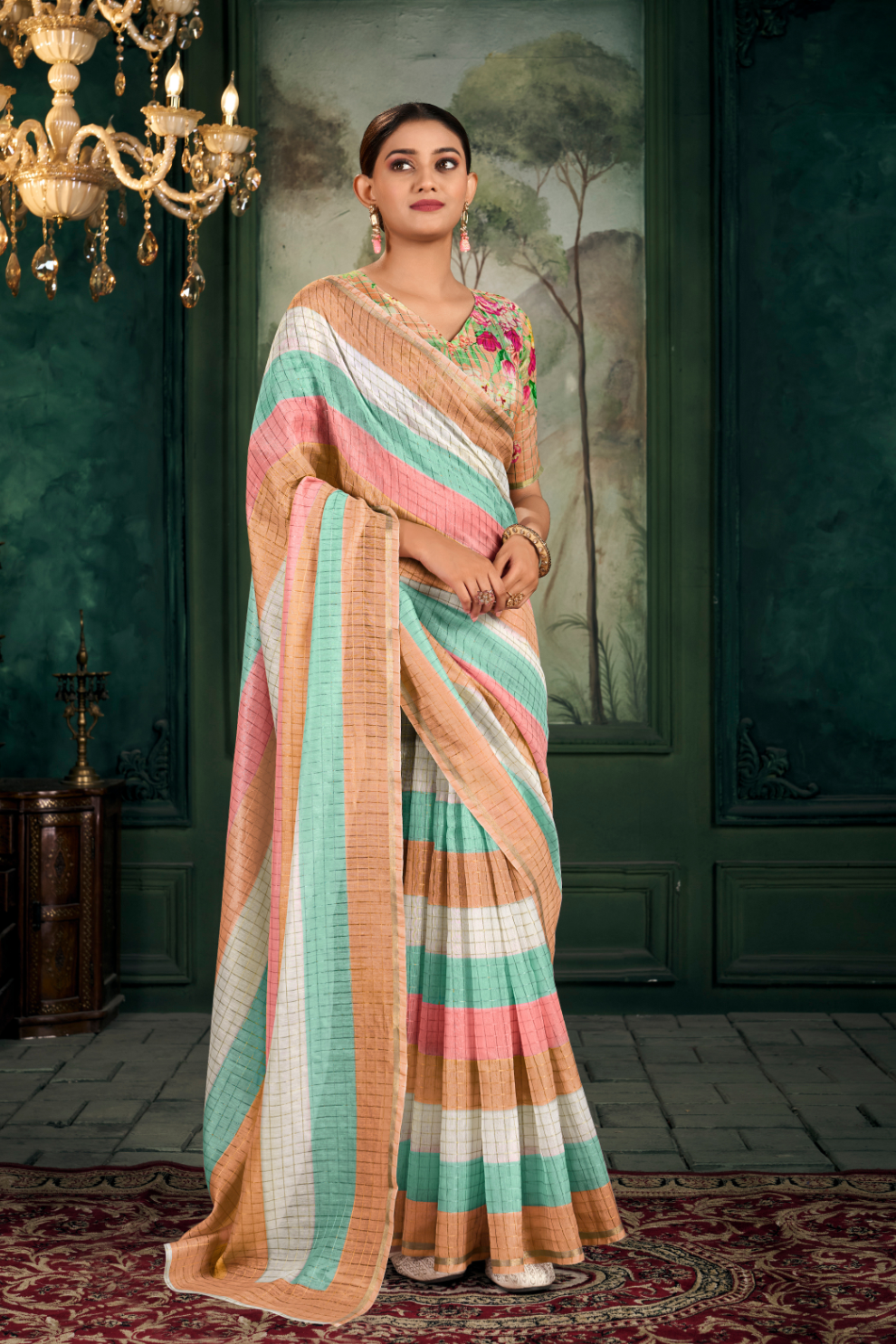Soft Chanderi Linen Fabric with Artistic Digital Print - LaVante Fashion