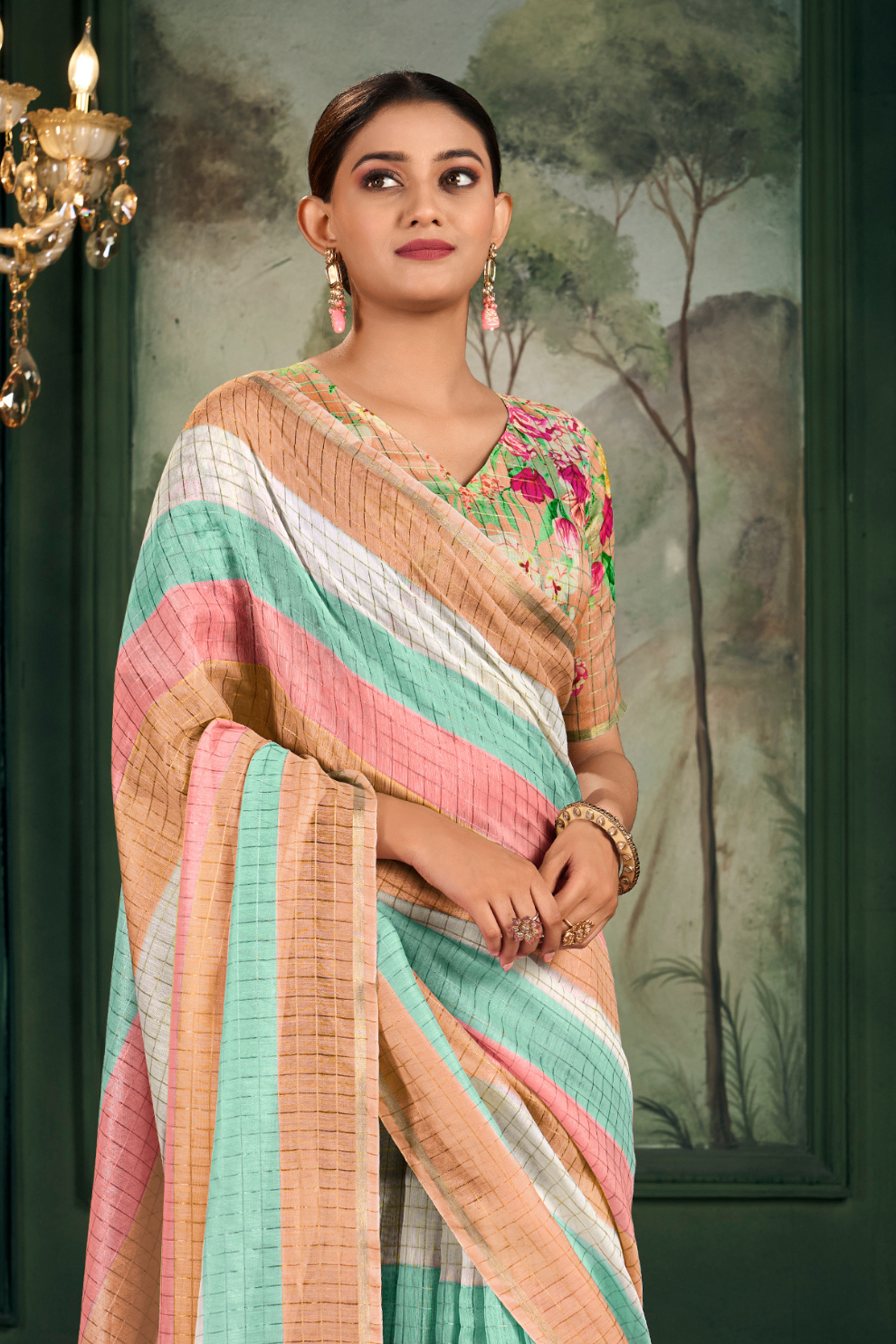 Soft Chanderi Linen Fabric with Artistic Digital Print - LaVante Fashion