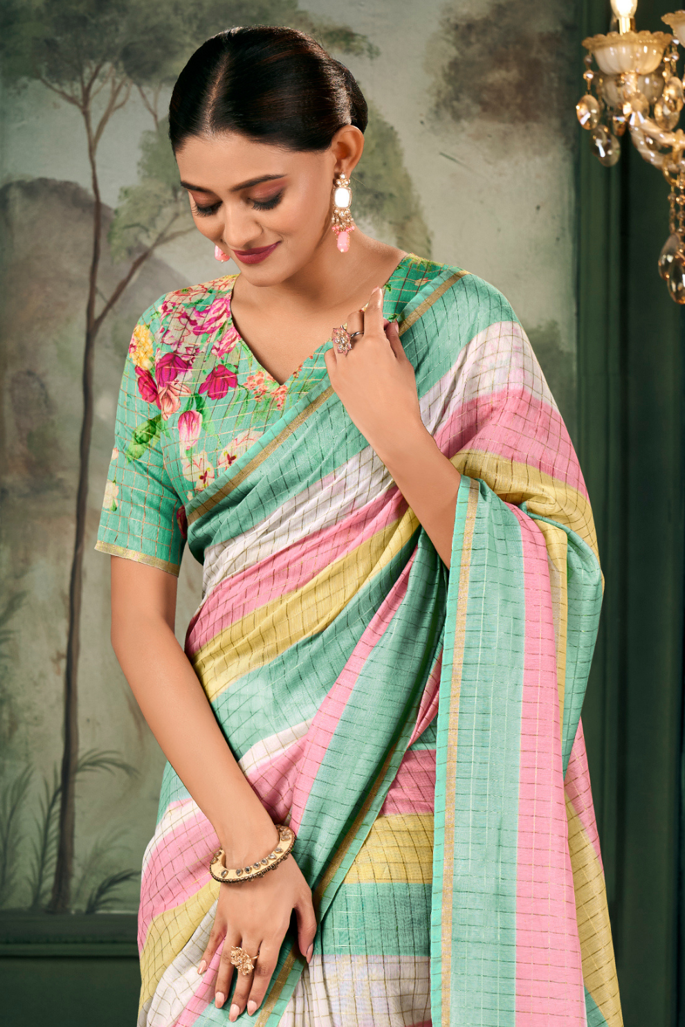 Soft Chanderi Linen Fabric with Artistic Digital Print - LaVante Fashion