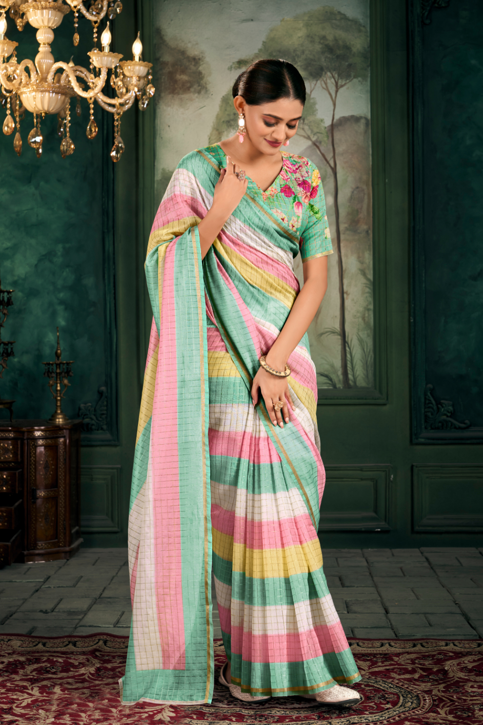 Soft Chanderi Linen Fabric with Artistic Digital Print - LaVante Fashion