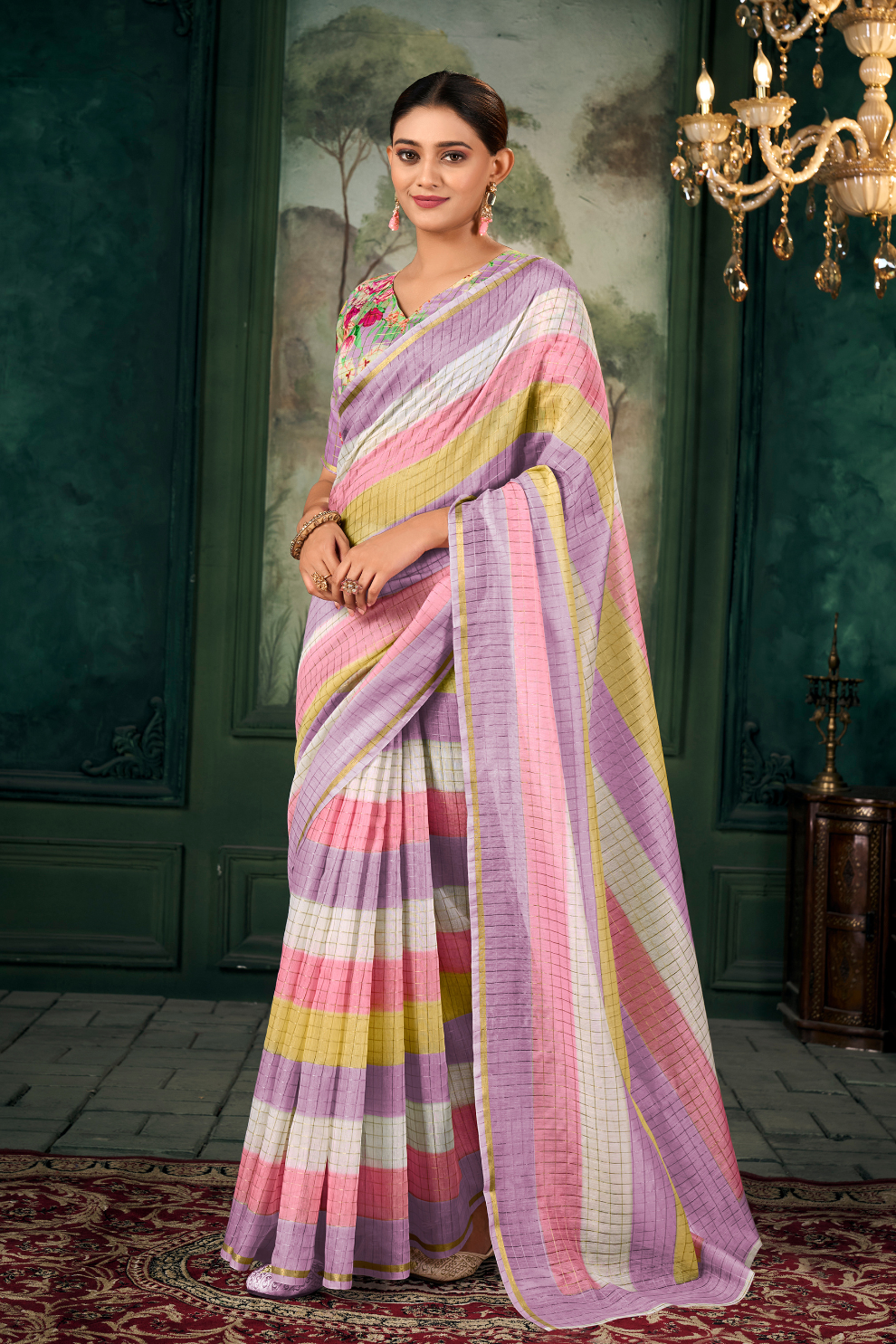 Soft Chanderi Linen Fabric with Artistic Digital Print - LaVante Fashion