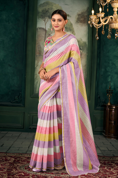 Soft Chanderi Linen Fabric with Artistic Digital Print - LaVante Fashion