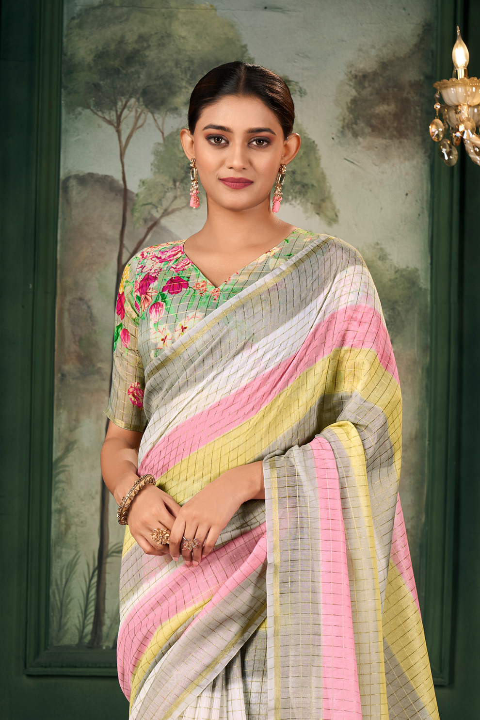 Soft Chanderi Linen Fabric with Artistic Digital Print - LaVante Fashion