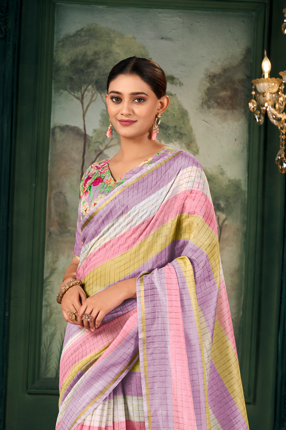 Soft Chanderi Linen Fabric with Artistic Digital Print - LaVante Fashion