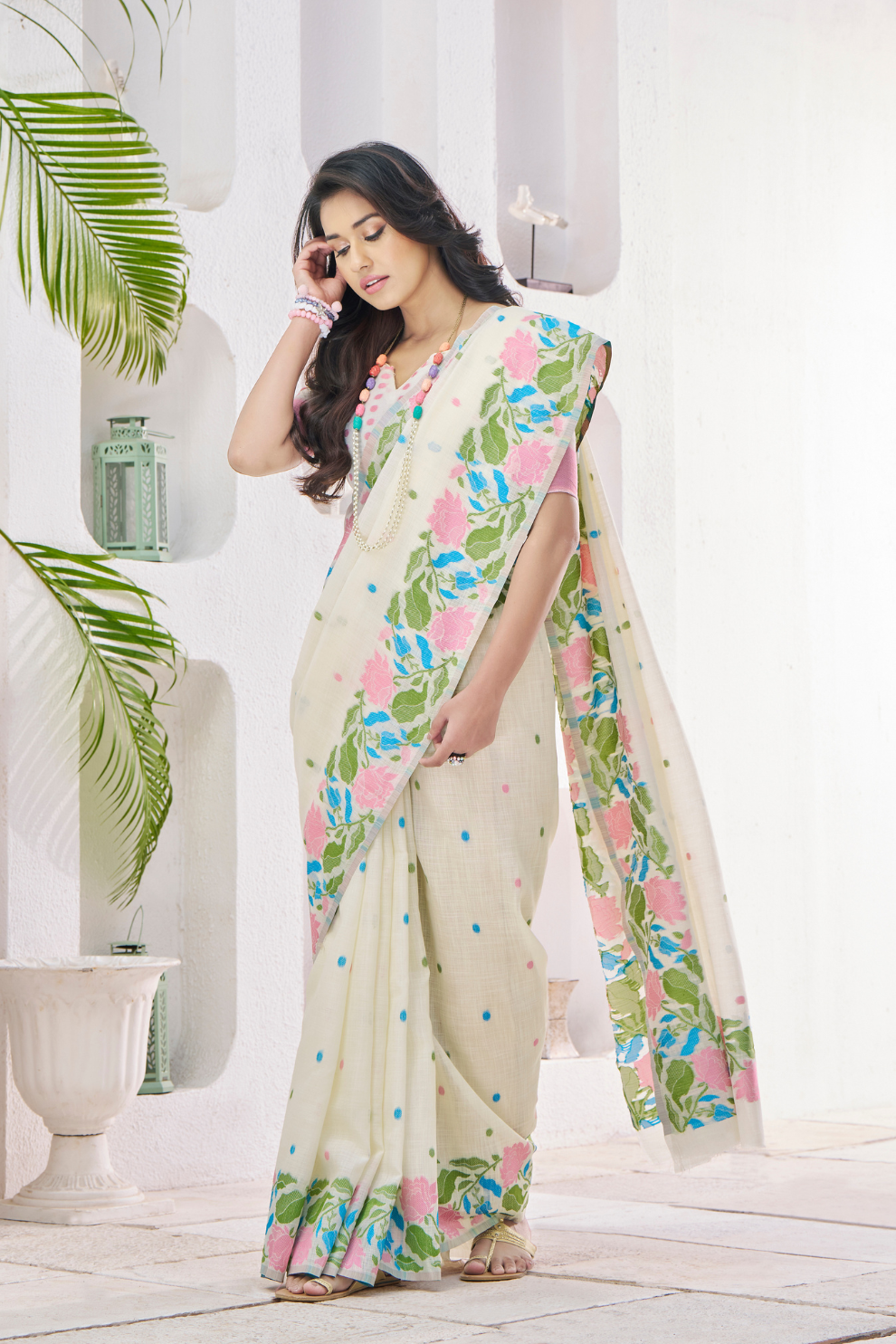 Soft Linen Saree with Natural Texture and Elegant Drape - LaVante Fashion