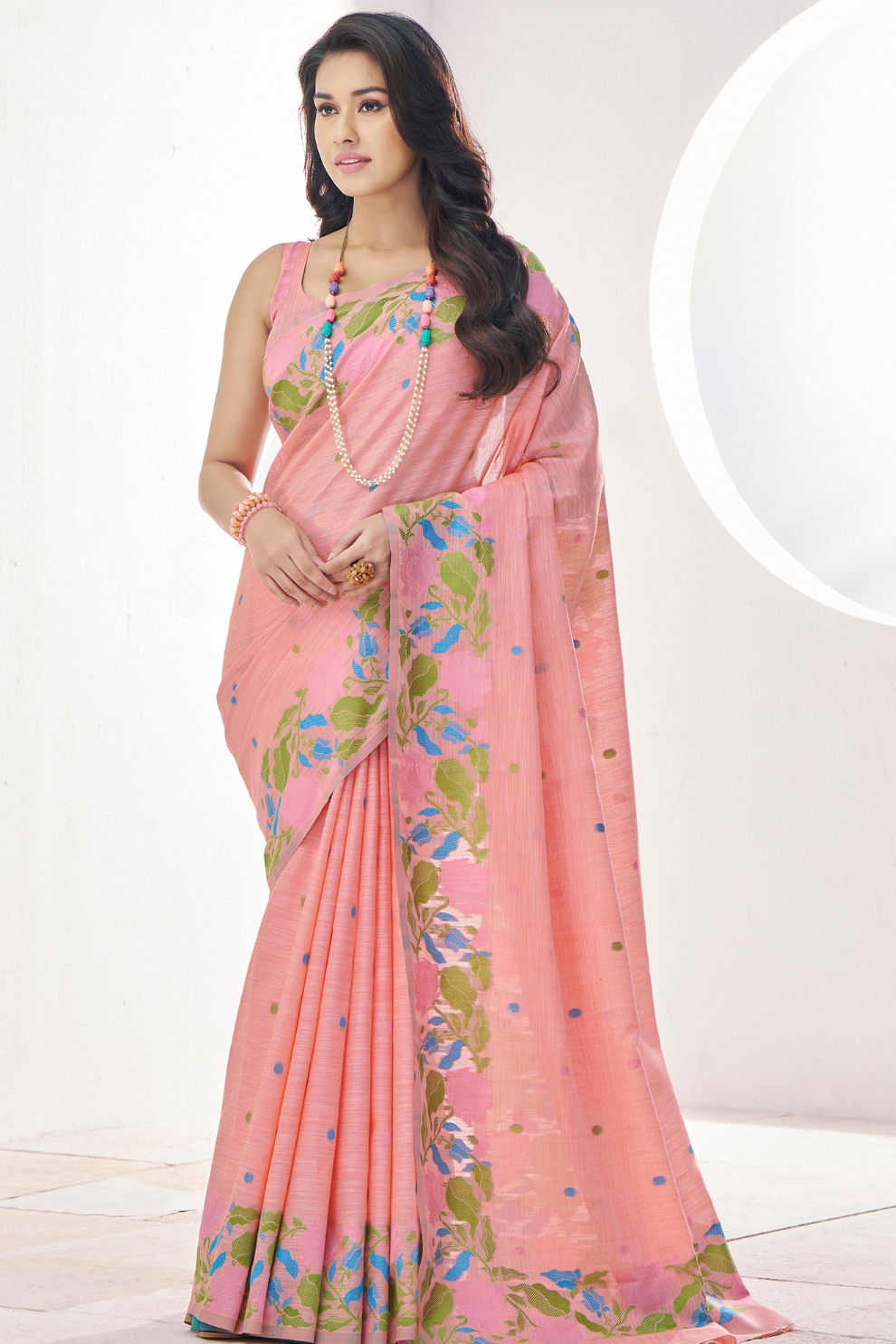 Soft Linen Saree with Natural Texture and Elegant Drape - LaVante Fashion