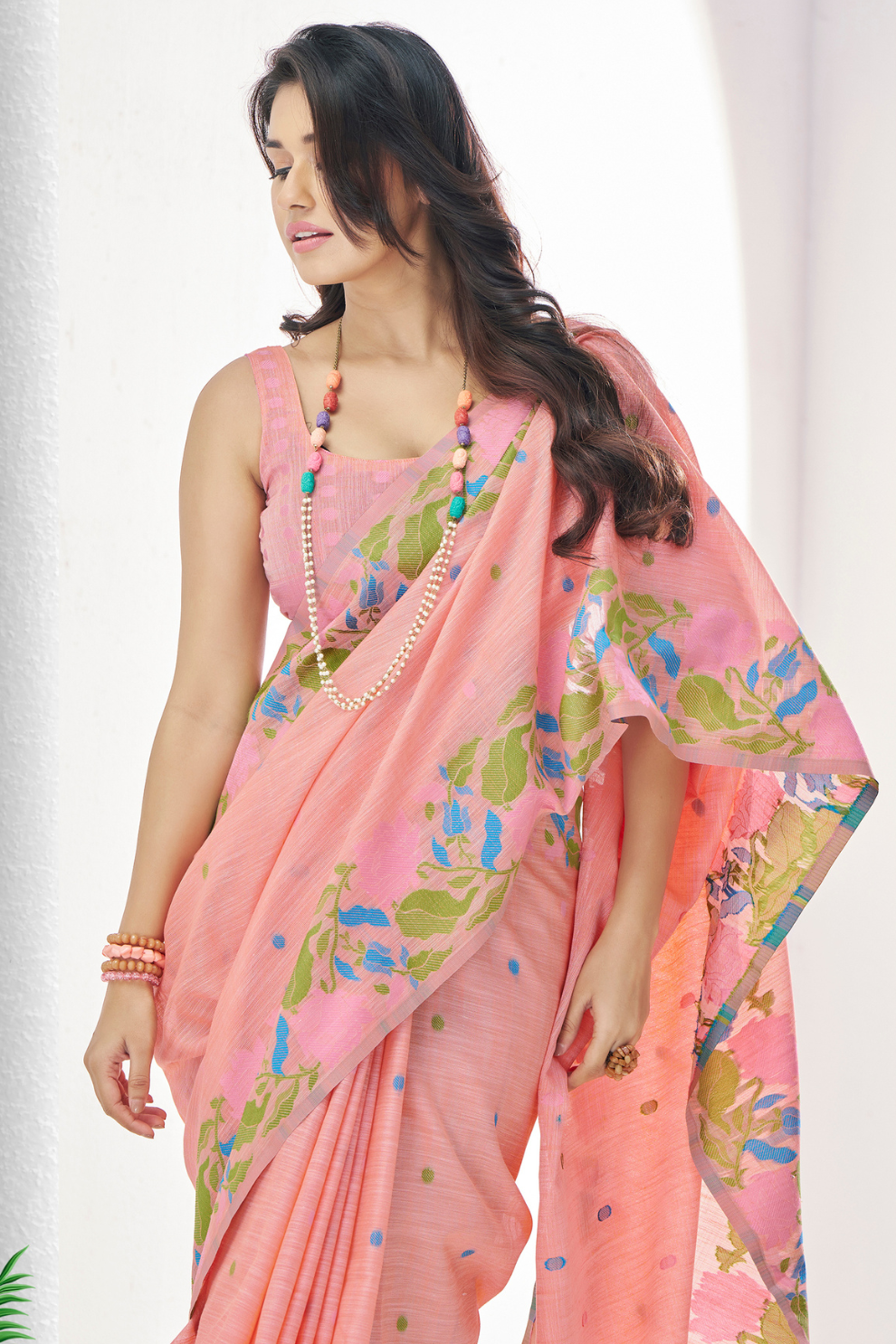 Soft Linen Saree with Natural Texture and Elegant Drape - LaVante Fashion
