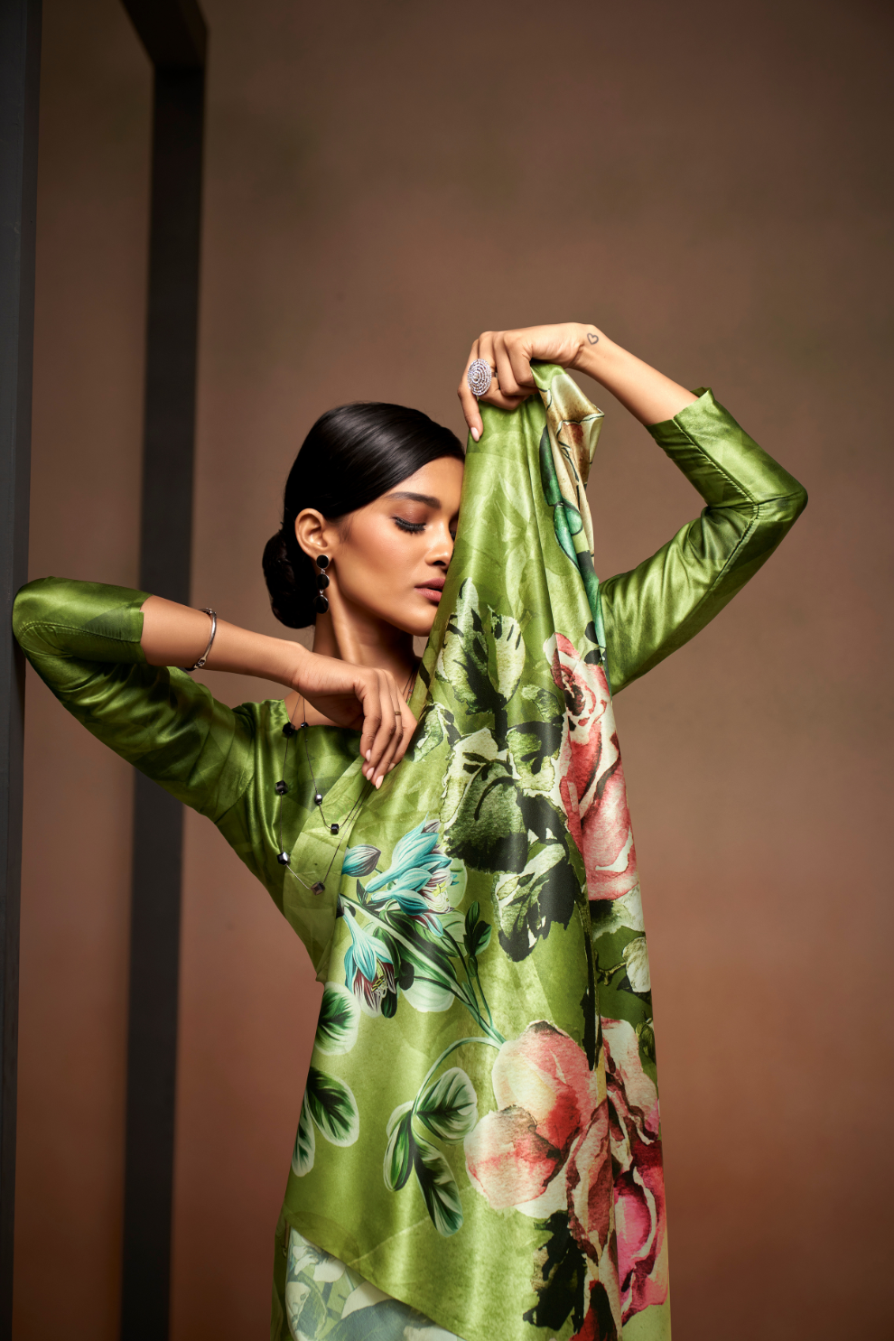 Soft Satin Fabric with Elegant Digital Print - LaVante Fashion