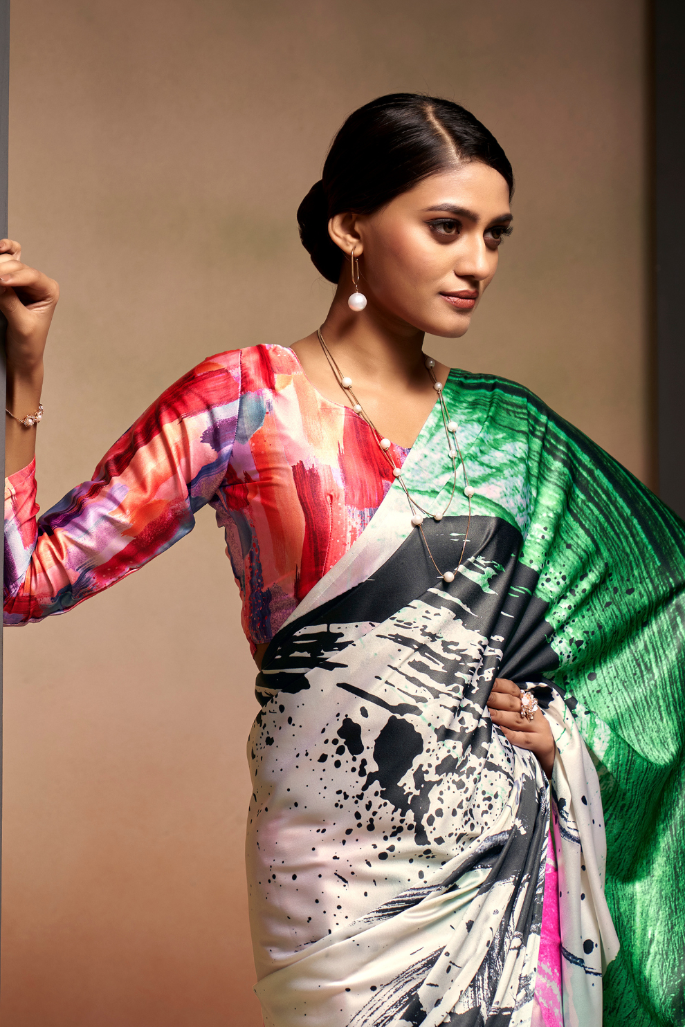 Soft Satin Fabric with Elegant Digital Print - LaVante Fashion