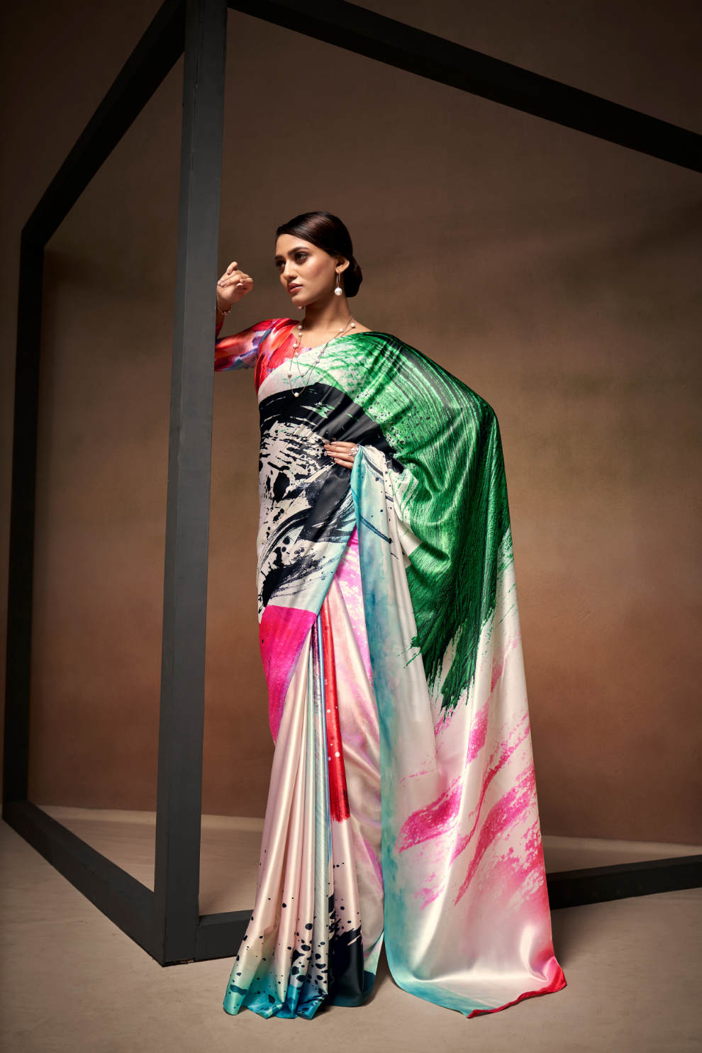 Soft Satin Fabric with Elegant Digital Print - LaVante Fashion
