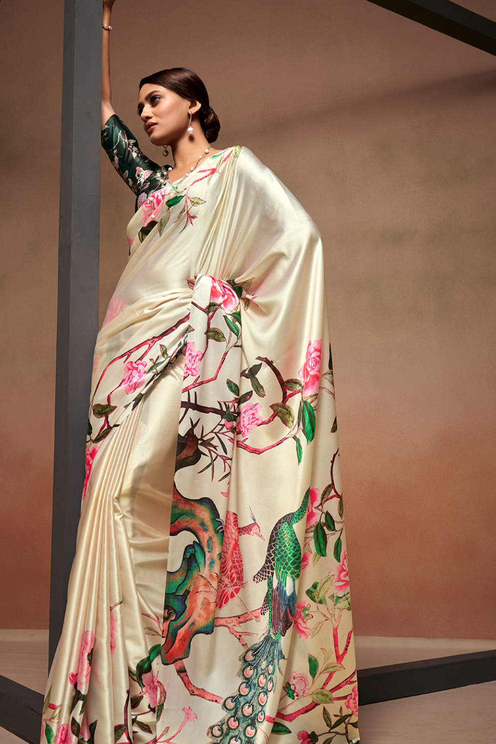 Soft Satin Fabric with Elegant Digital Print - LaVante Fashion