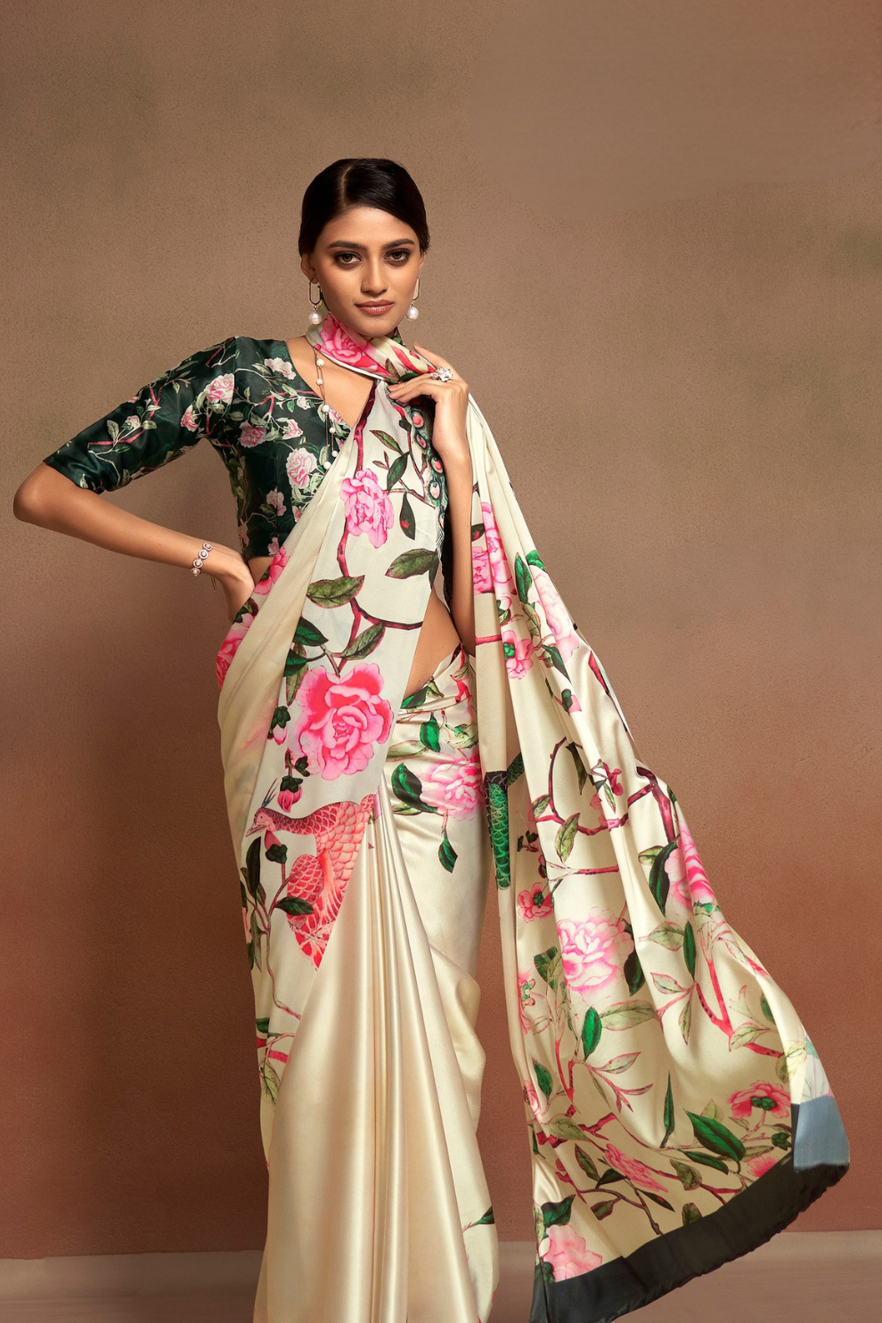 Soft Satin Fabric with Elegant Digital Print - LaVante Fashion