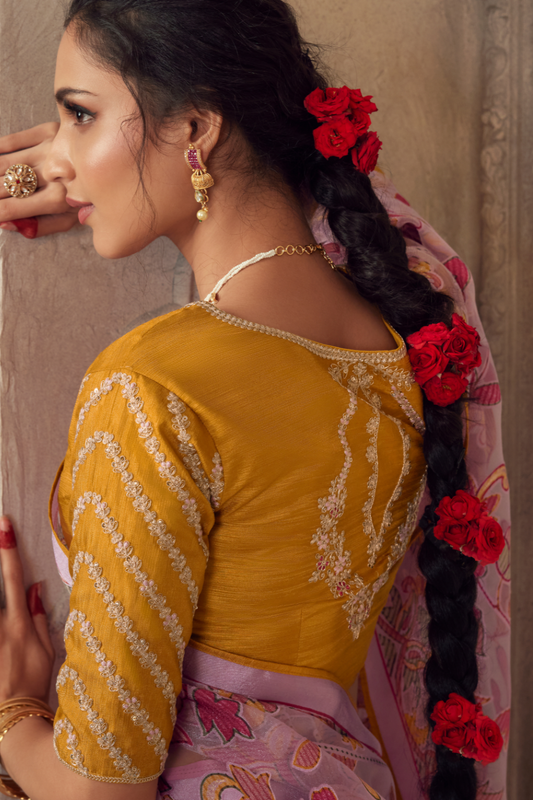 Elegance in Every Thread Designer Soft Brasso Organza With Beautiful Printed Saree