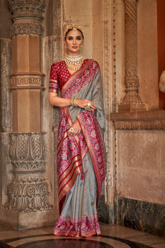 Vibrant Digital Printed Art Silk Saree with Contemporary Design