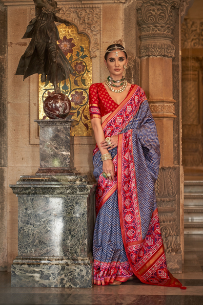 Vibrant Digital Printed Art Silk Saree with Contemporary Design