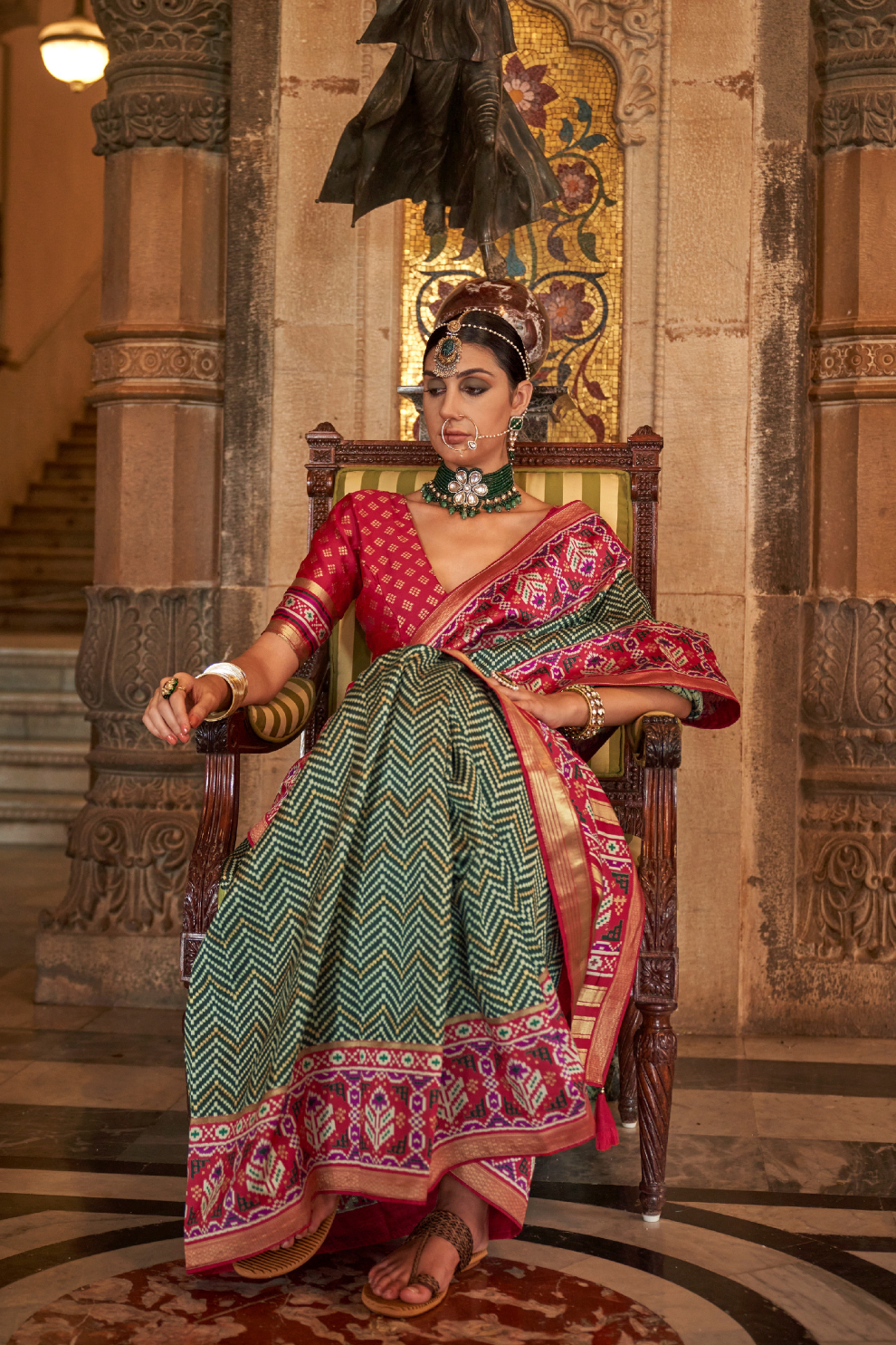 Vibrant Digital Printed Art Silk Saree with Contemporary Design