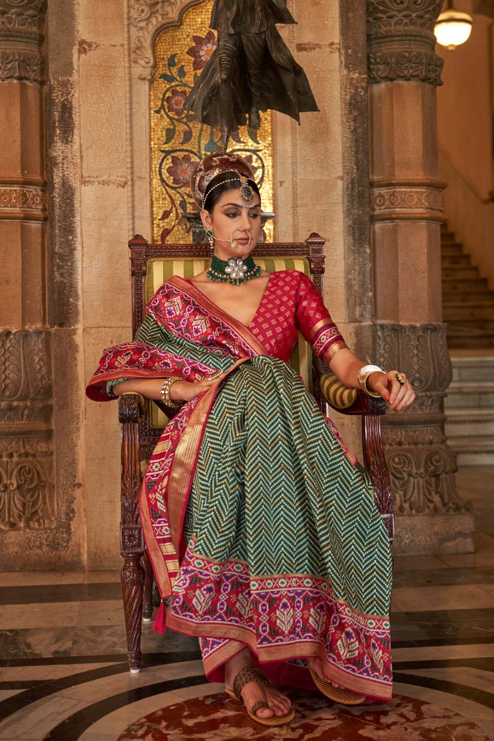 Vibrant Digital Printed Art Silk Saree with Contemporary Design