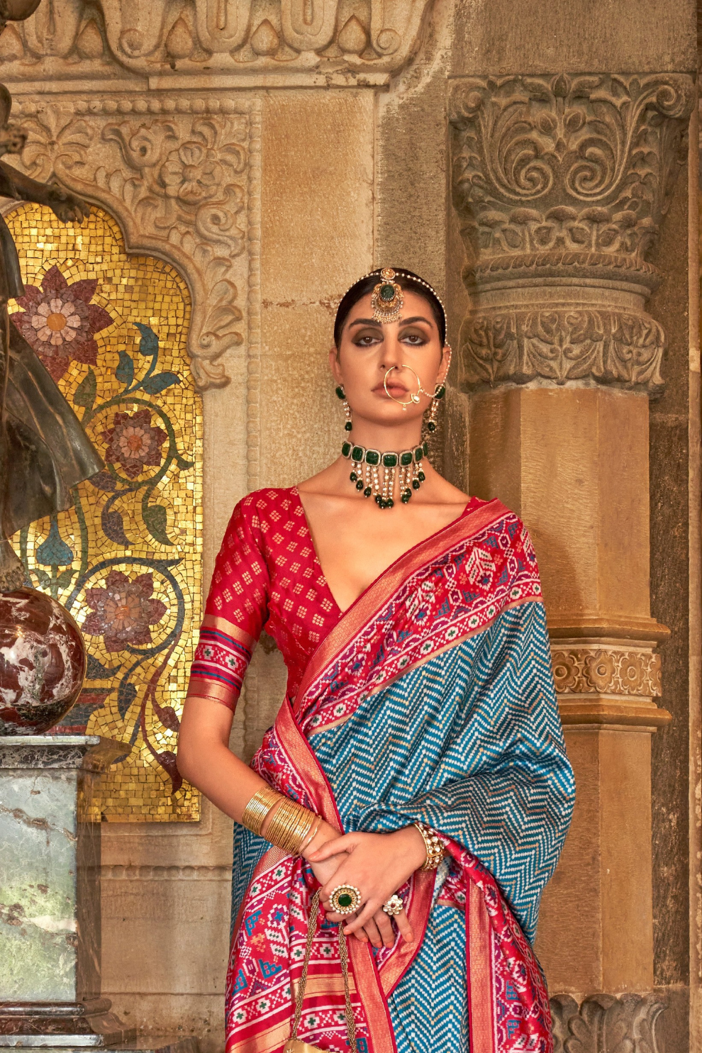 Vibrant Digital Printed Art Silk Saree with Contemporary Design