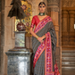 Vibrant Digital Printed Art Silk Saree with Contemporary Design