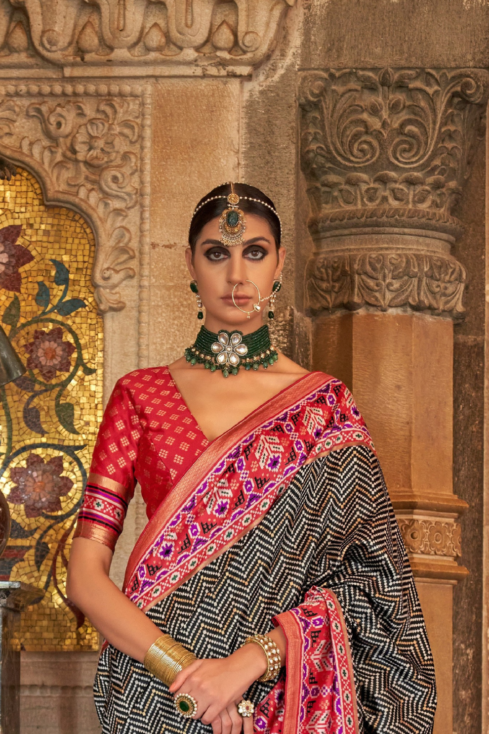 Vibrant Digital Printed Art Silk Saree with Contemporary Design