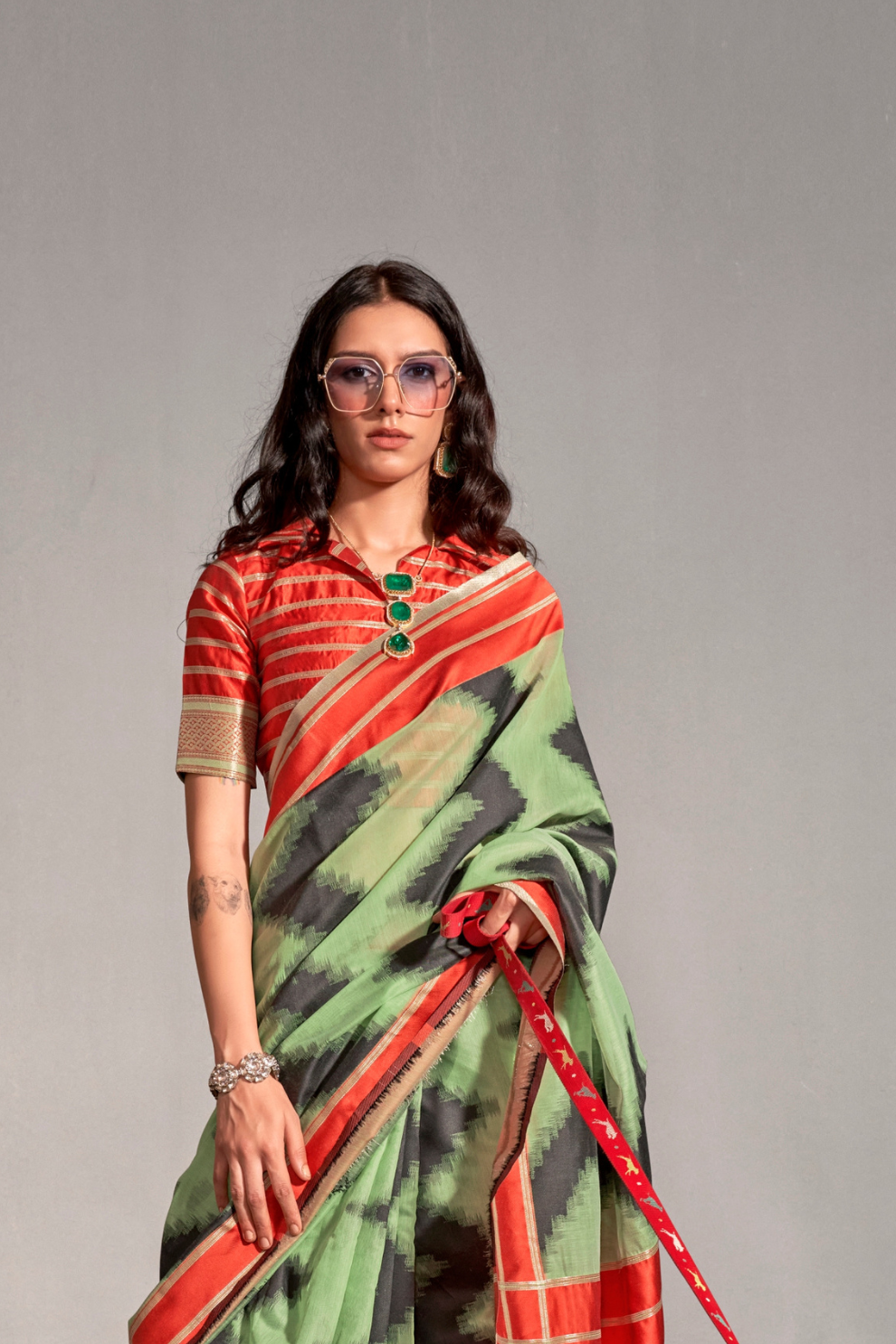 Banarasi Silk Saree with Zari Border and Rich Pallu