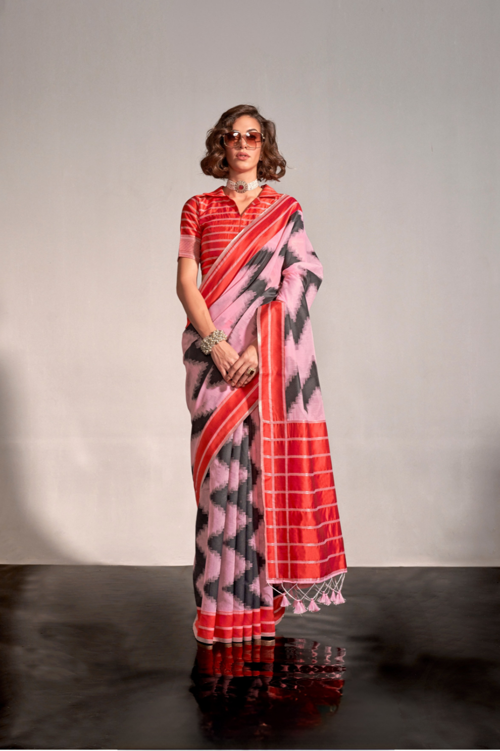 Banarasi Silk Saree with Zari Border and Rich Pallu