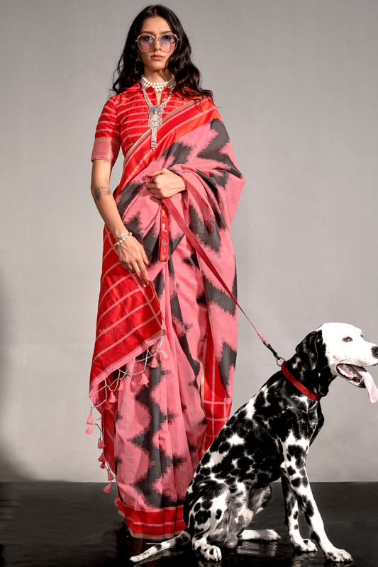 Banarasi Silk Saree with Zari Border and Rich Pallu