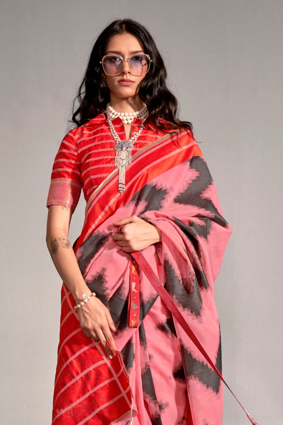 Banarasi Silk Saree with Zari Border and Rich Pallu