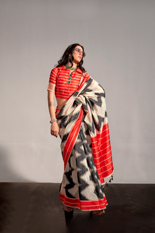 Banarasi Silk Saree with Zari Border and Rich Pallu