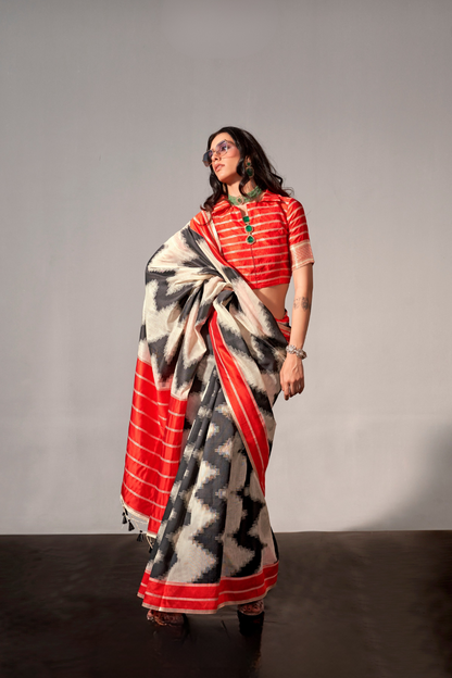 Banarasi Silk Saree with Zari Border and Rich Pallu