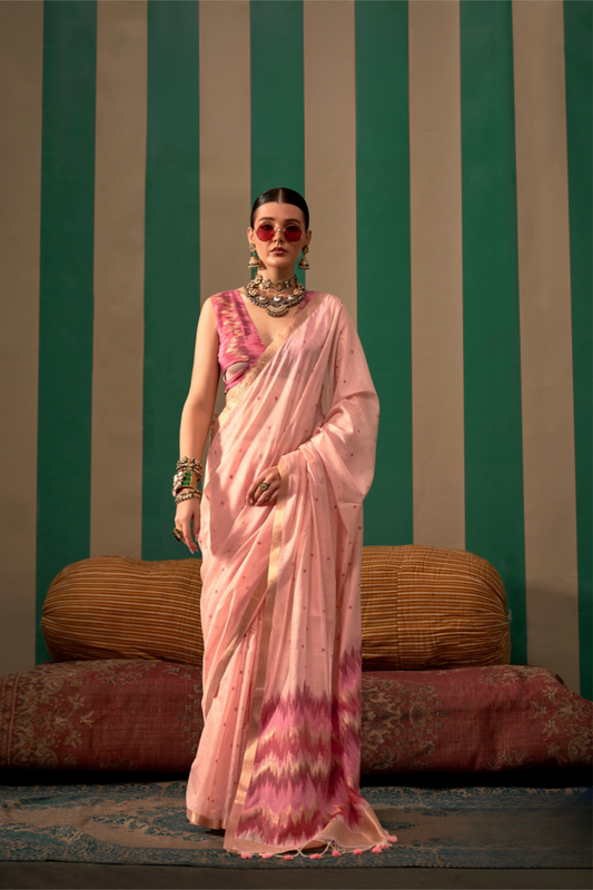 Graceful Spun Silk Saree with Handloom Weaving