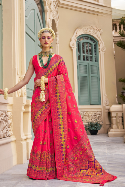 Handwoven Banarasi Silk Saree with Meenakari Kashmiri Designs