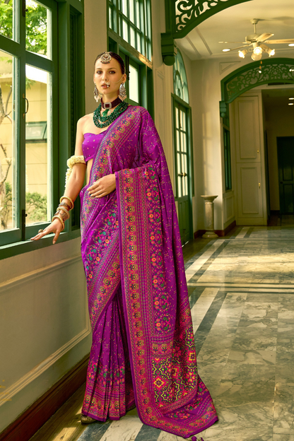 Traditional Banarasi Saree in Poly Viscose Silk with Meenakari Weave