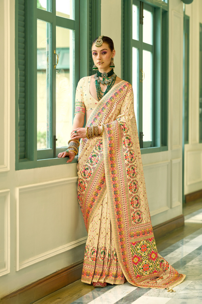 Traditional Banarasi Saree in Poly Viscose Silk with Meenakari Weave