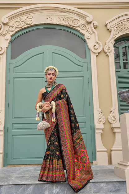 Handwoven Banarasi Silk Saree with Meenakari Kashmiri Designs