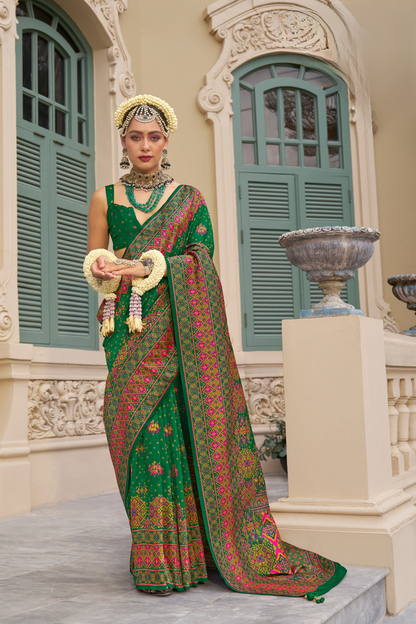 Handwoven Banarasi Silk Saree with Meenakari Kashmiri Designs