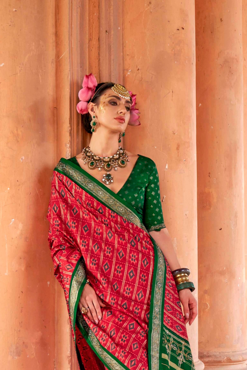 Radiant Super Polyester Viscose Silk Saree with Traditional Patola Design - LaVante Fashion