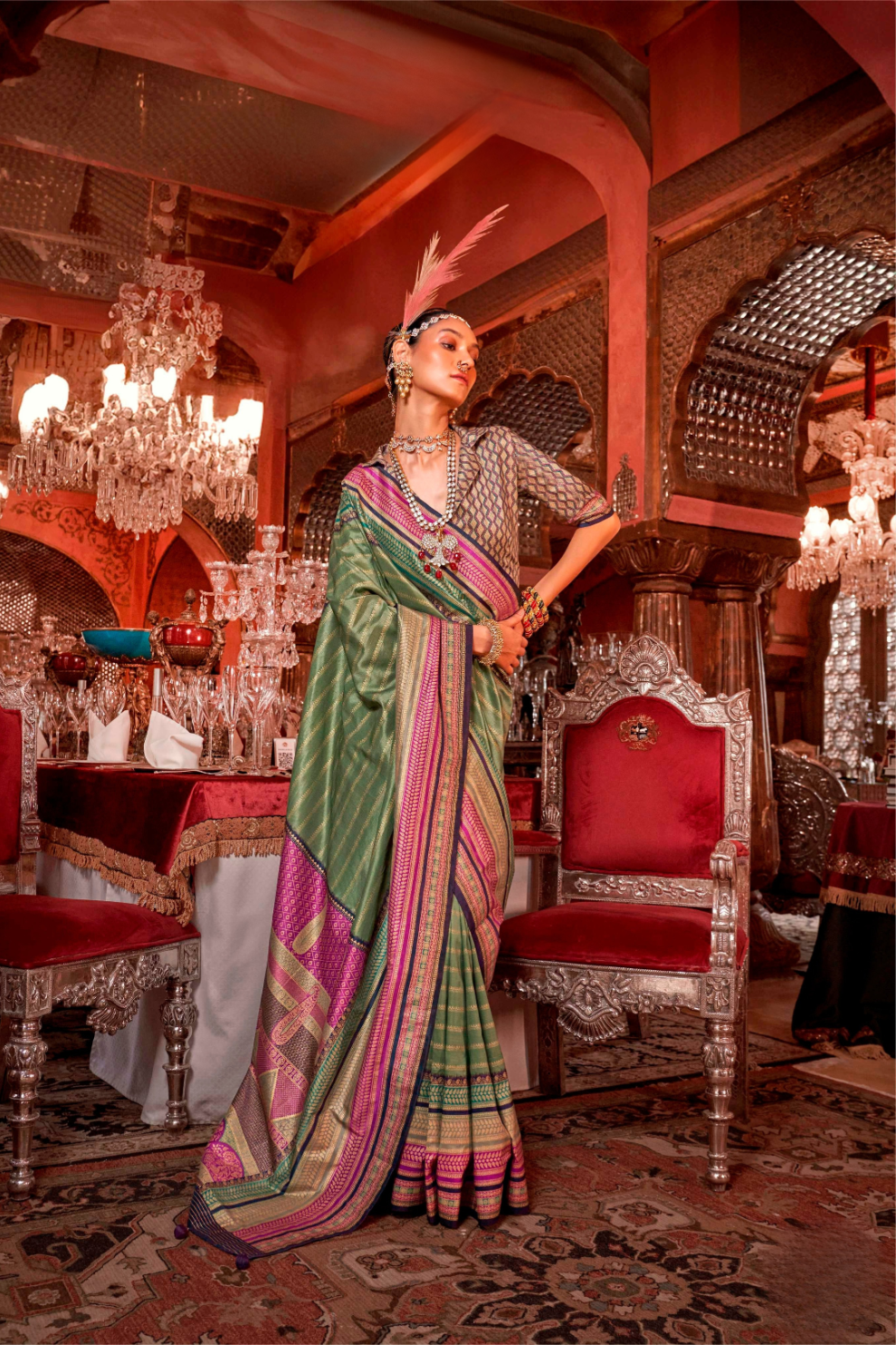 Super V.B. Silk Saree with Elite Gold Finish - LaVante Fashion