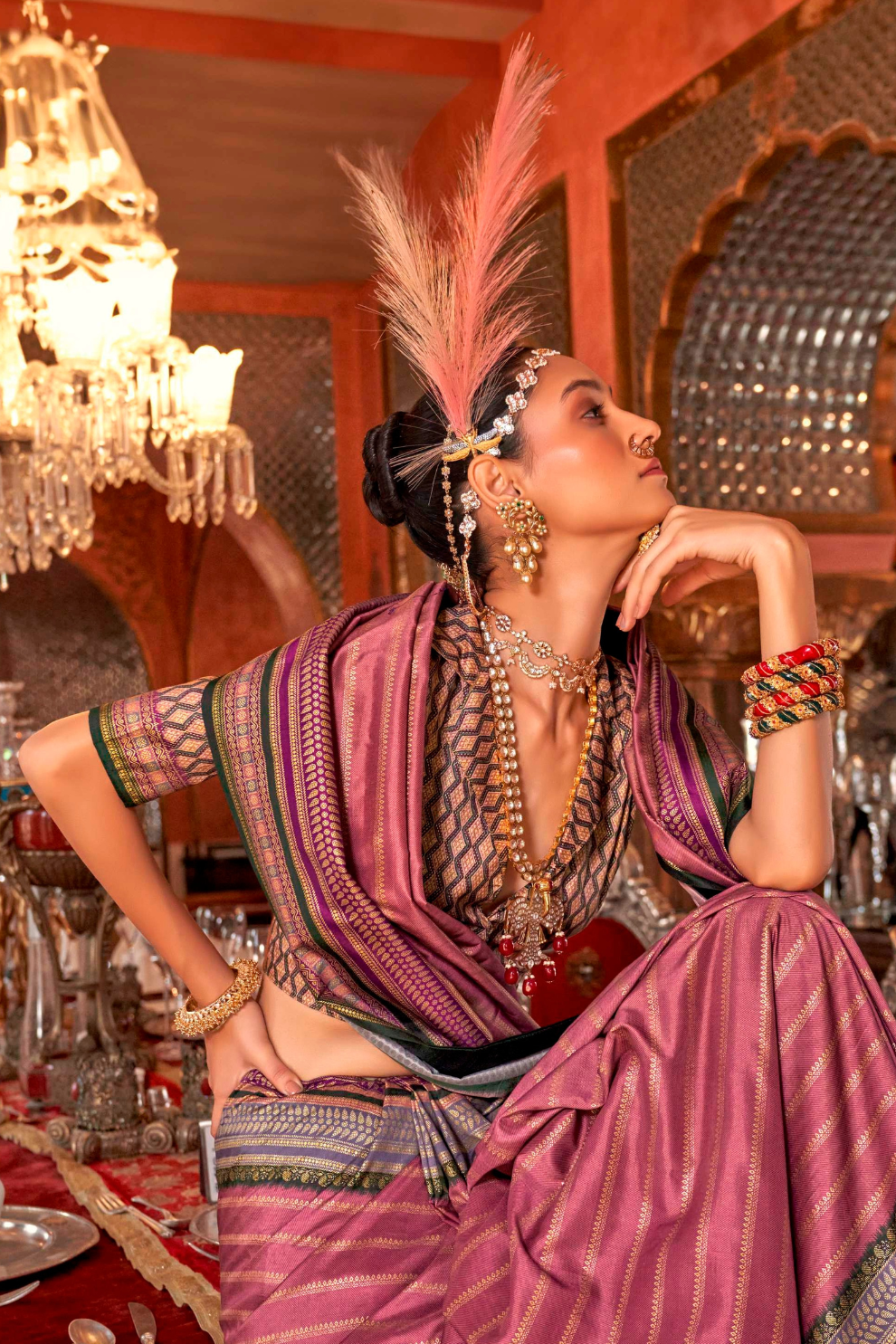 Super V.B. Silk Saree with Elite Gold Finish - LaVante Fashion