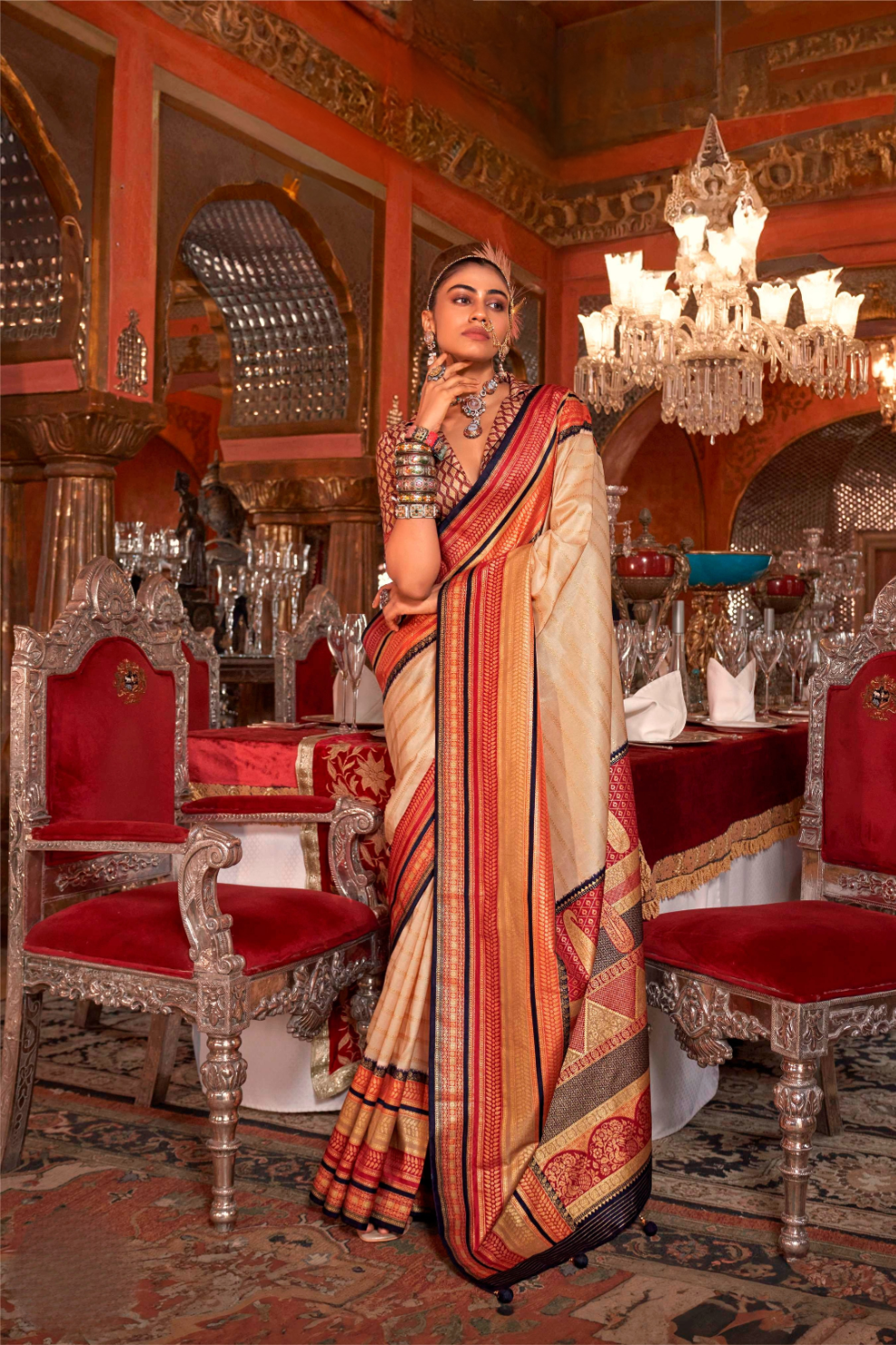 Super V.B. Silk Saree with Elite Gold Finish - LaVante Fashion