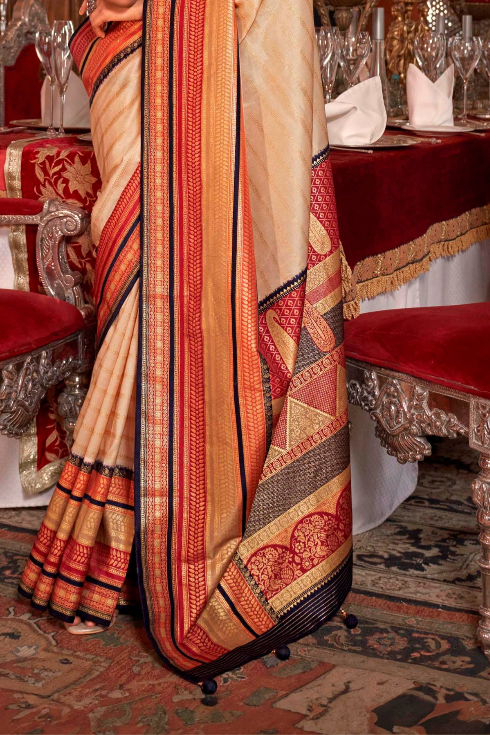 Super V.B. Silk Saree with Elite Gold Finish - LaVante Fashion