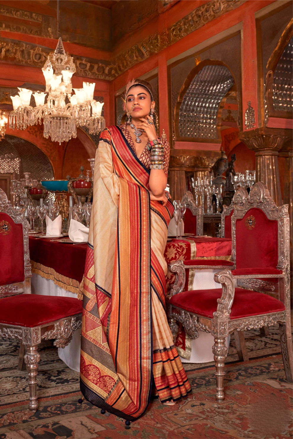 Super V.B. Silk Saree with Elite Gold Finish - LaVante Fashion